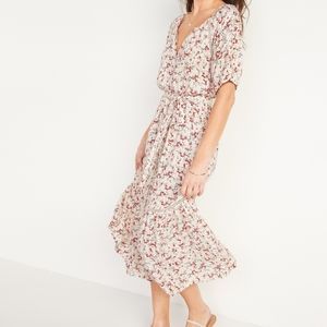 Old Navy floral tiered tie belt shift dress NWT